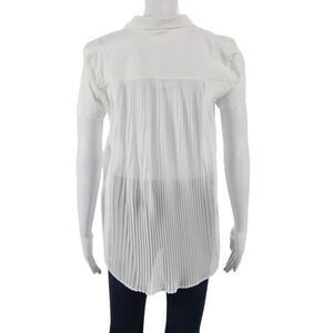 Exetera Womens Tunic White Cotton Collared Button Short Sleeve Size 38